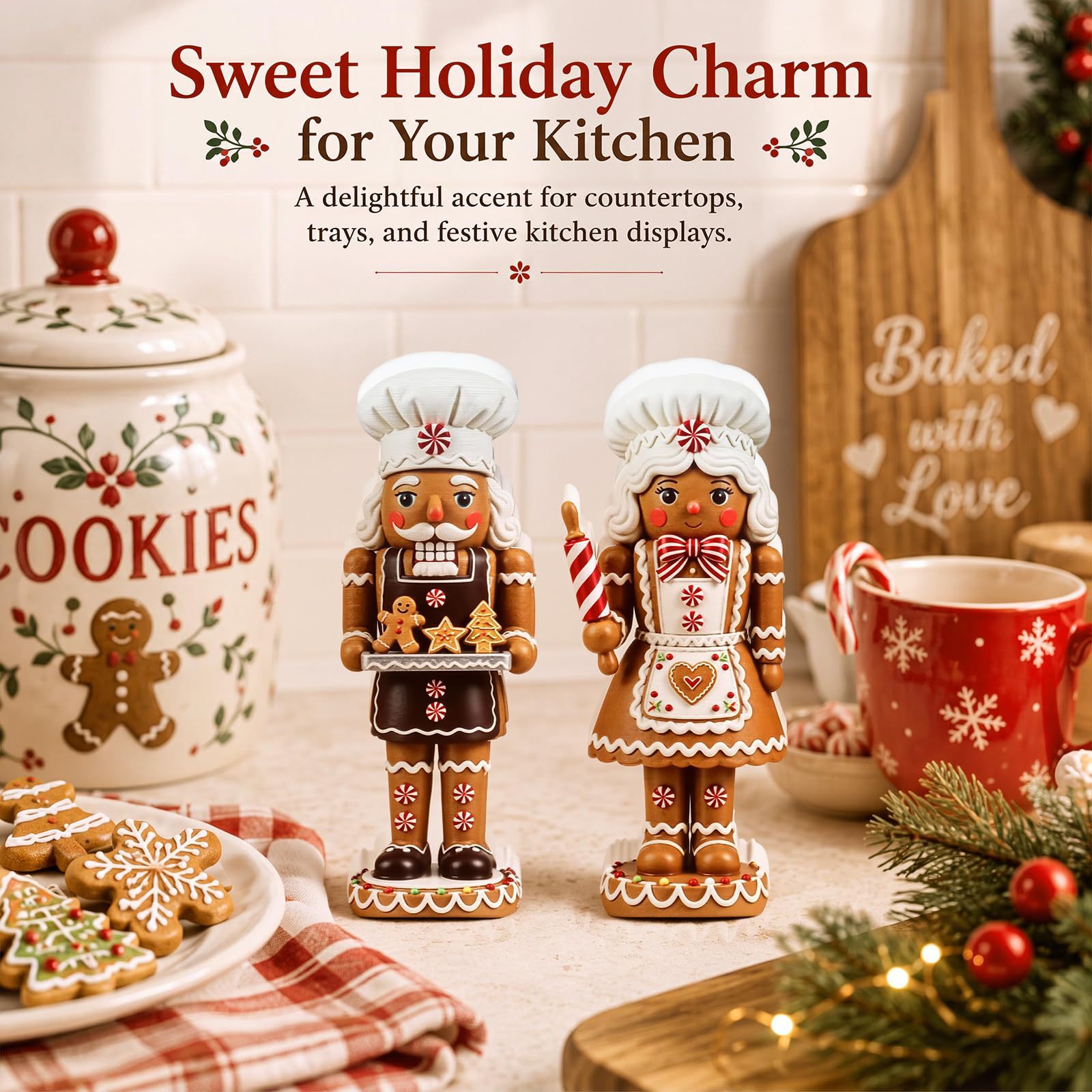 Nutcracker Figurine - Набор из 2 деревянных декоративных фигурок