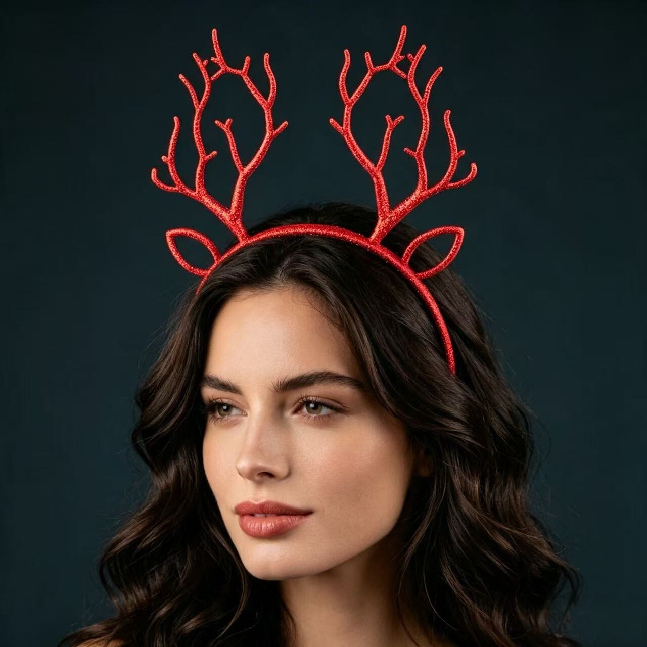 Reindeer Antlers Headband - Праздничный рождественский ободок с блестящими рогами