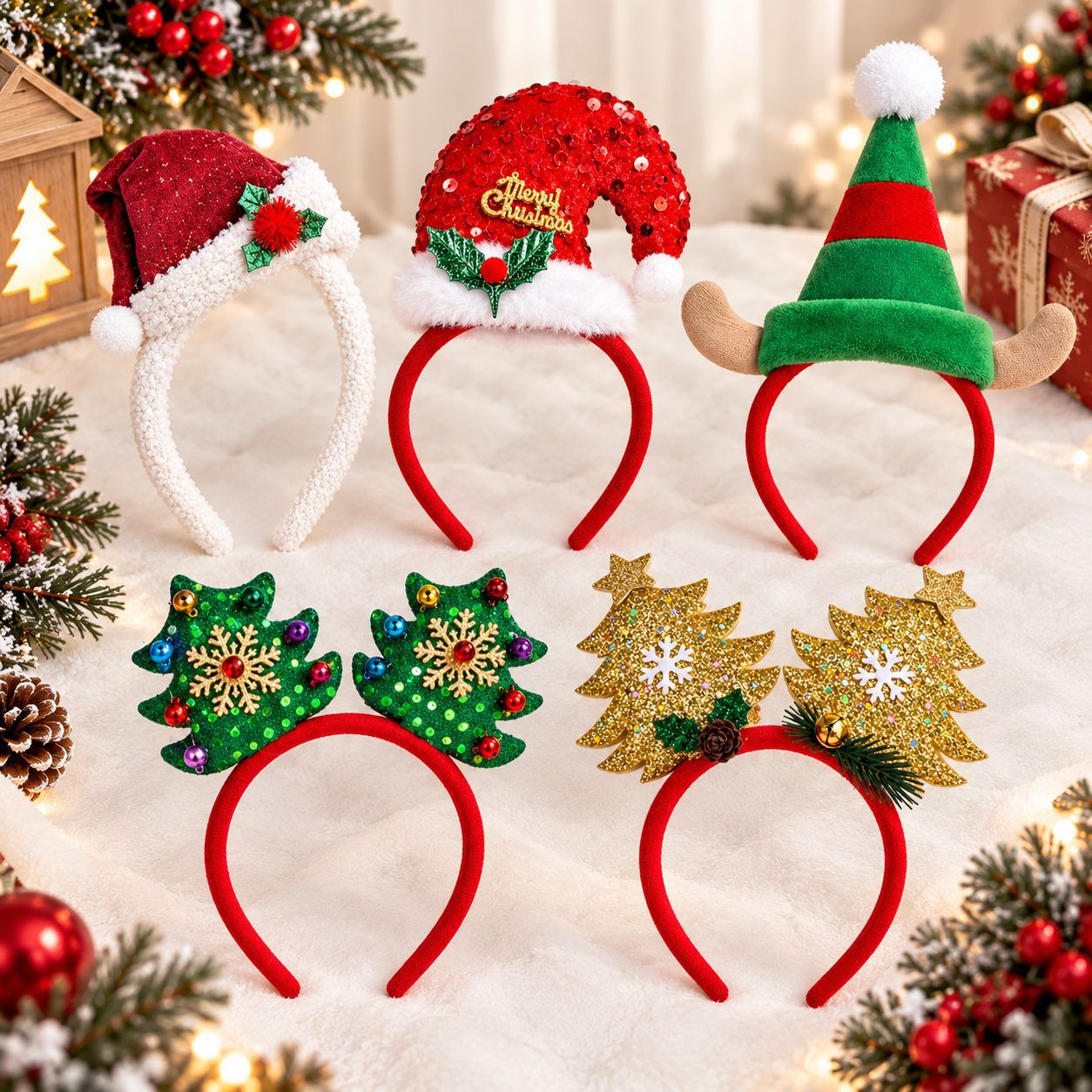 Рождественский ободок с шапкой – обзор и цена Reindeer Antlers Headband