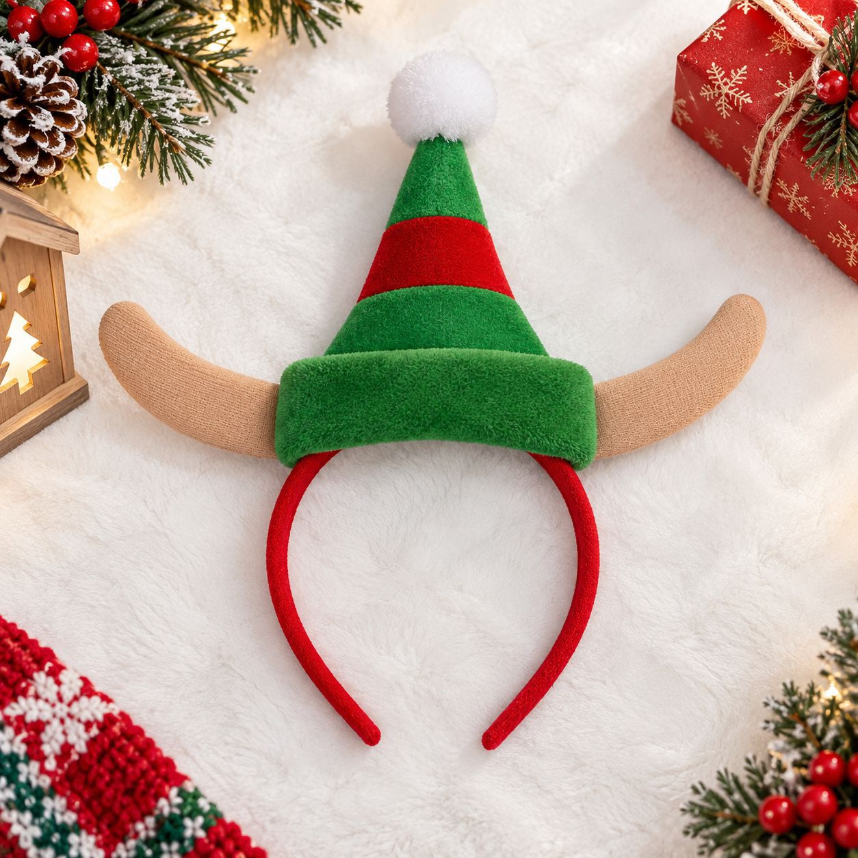 Рождественский ободок с шапкой – обзор и цена Reindeer Antlers Headband