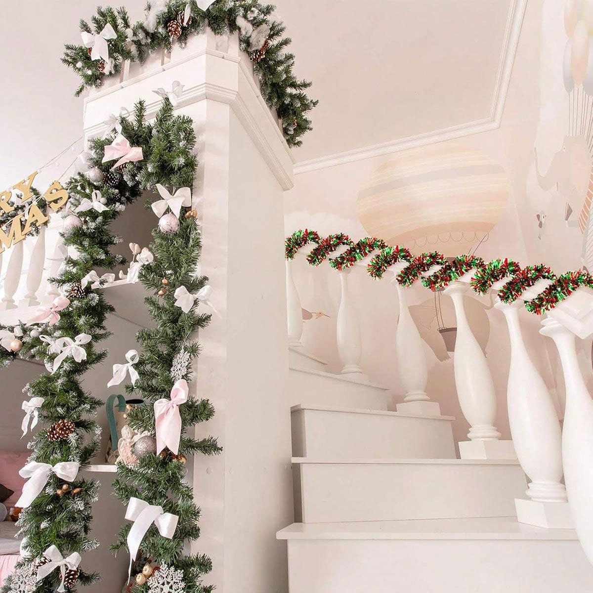 Рождественская гирлянда для ук – обзор и цена Tinsel Garland Decoration